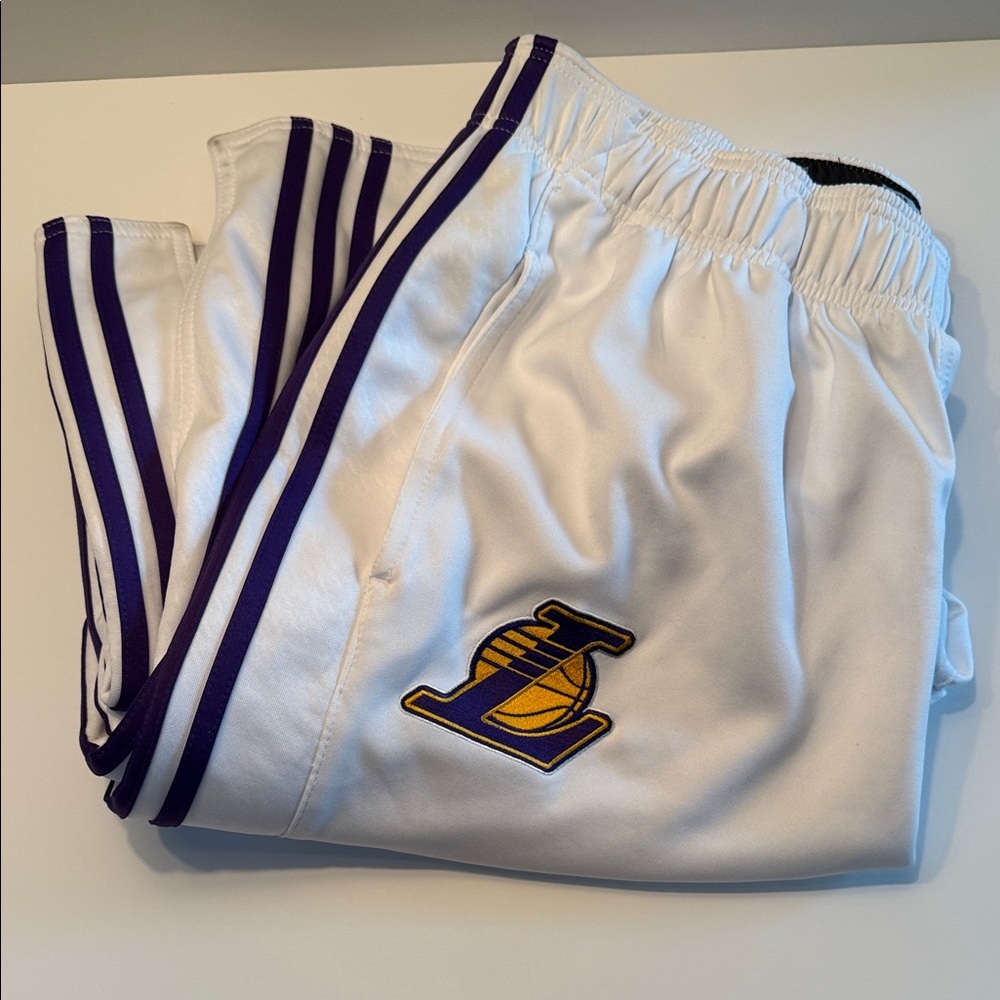 Adidas Los Angeles Lakers Track Pants  White NBA Button Tear Away Men XL